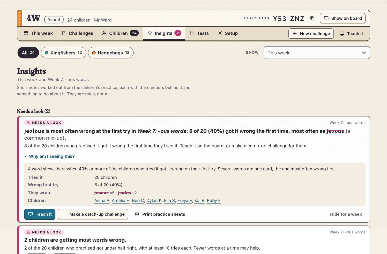 Insights for 4W: what needs a look, and what to keep an eye on.
